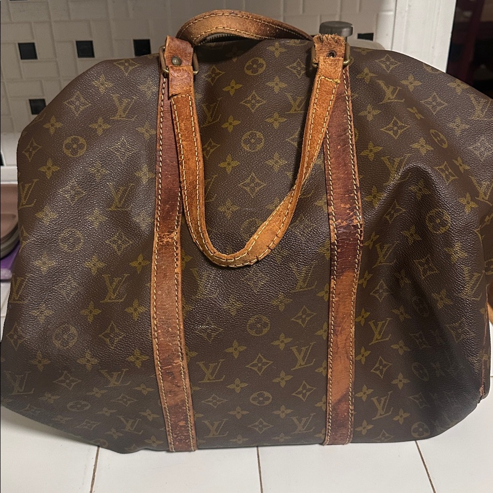 Auth Vintage Louis Vuitton Monogram Sac Souple 45 Square Duffle Travel Bag